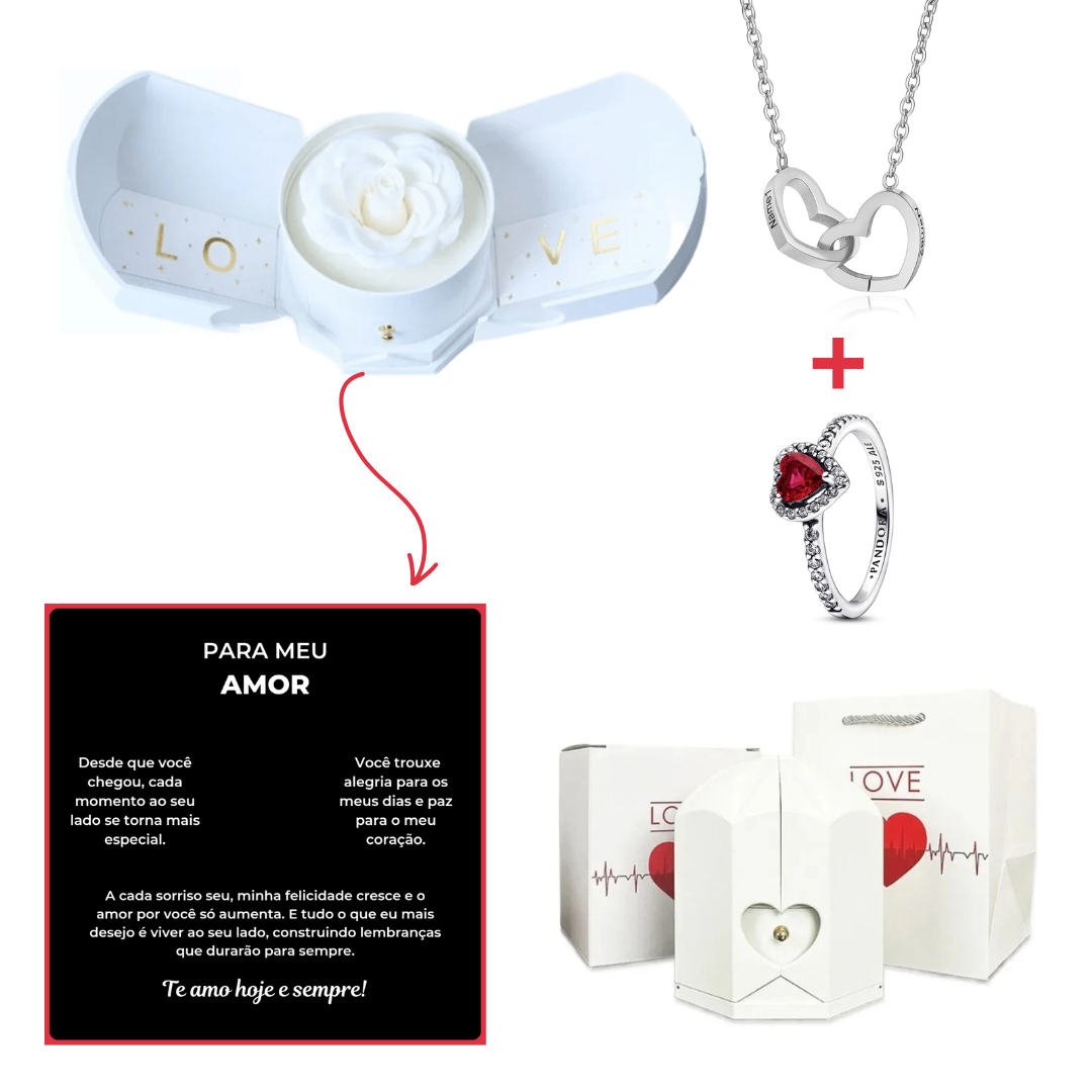 Kit Asas com Colar Personalizado + Anel Solitário Grátis