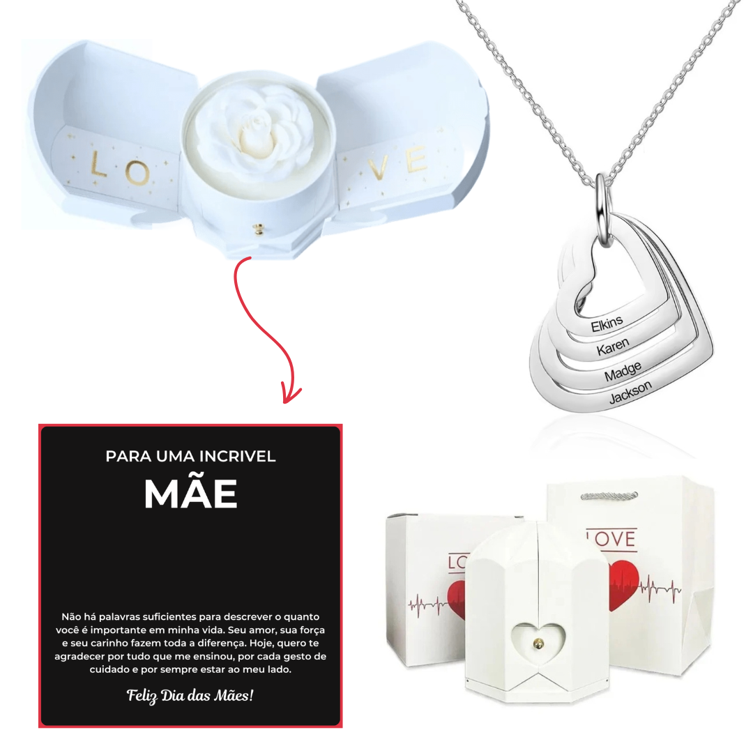 Kit Asas com Colar Amor Fraternal Personalizado com Nomes