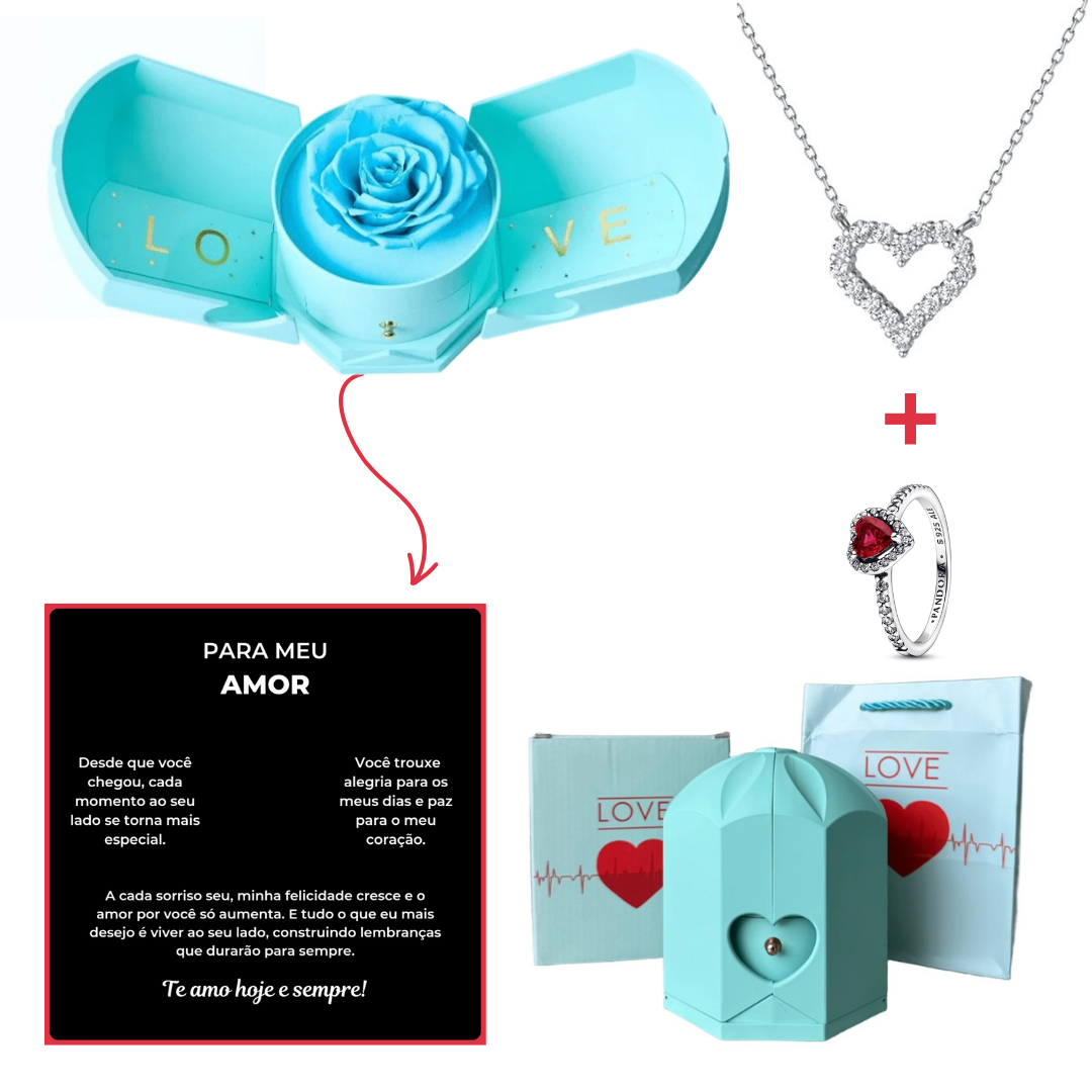 Kit Asas com Colar Coração Secreto + Anel Solitário