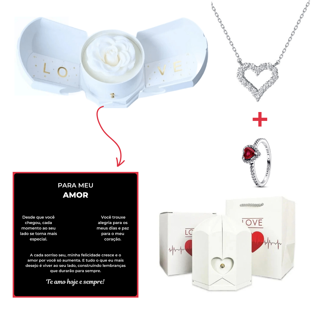 Kit Asas com Colar Coração Secreto + Anel Solitário