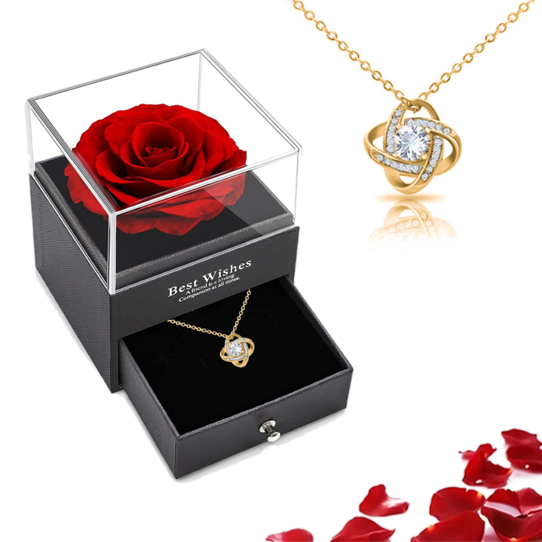 Kit Rosa Eterna com Colar em Prata Sterling