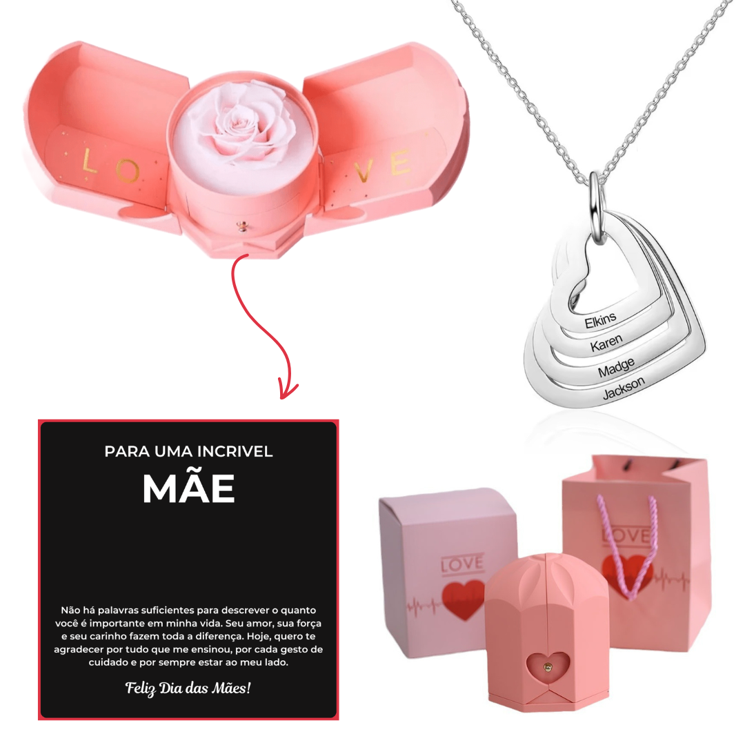 Kit Asas com Colar Amor Fraternal Personalizado com Nomes