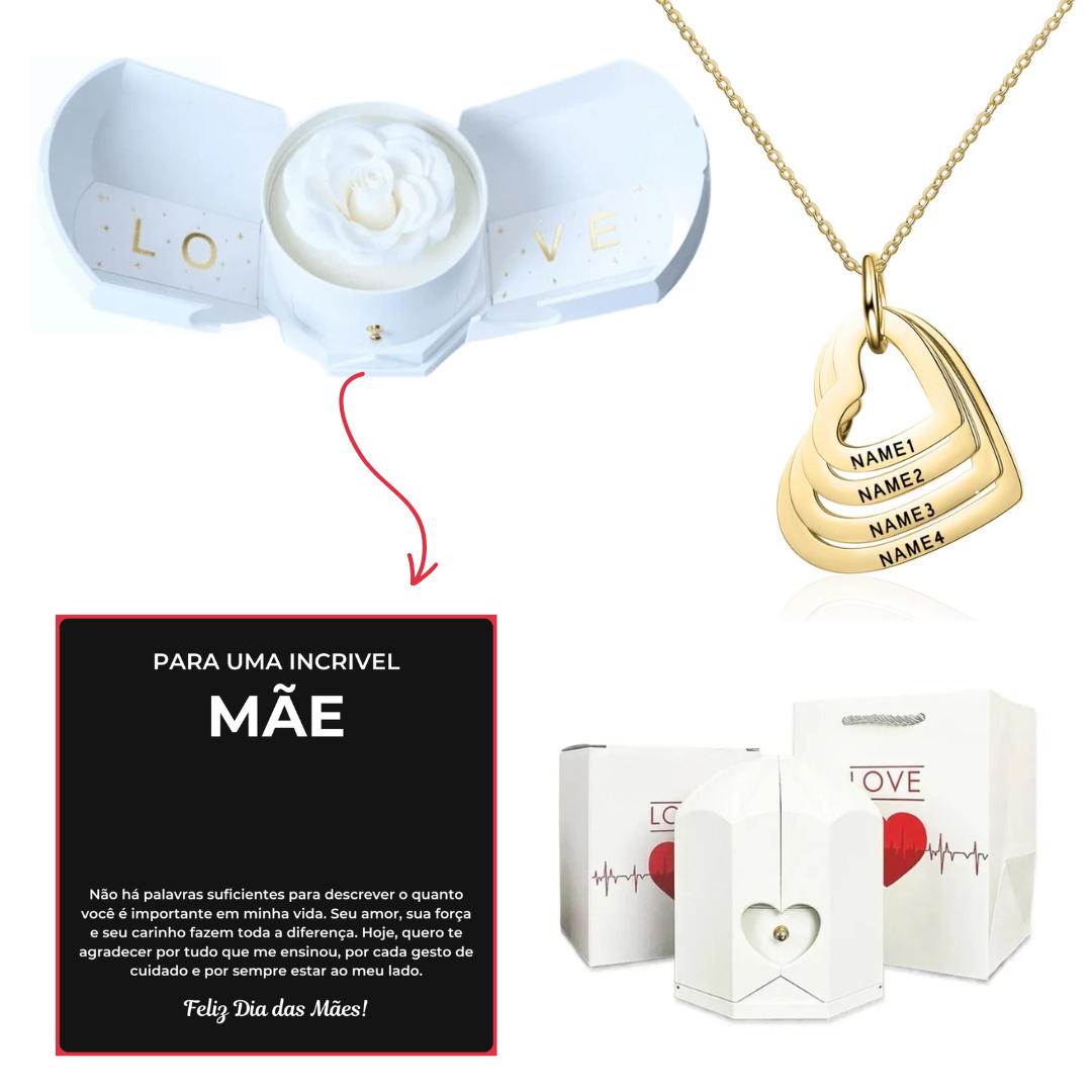 Kit Asas com Colar Amor Fraternal Personalizado com Nomes