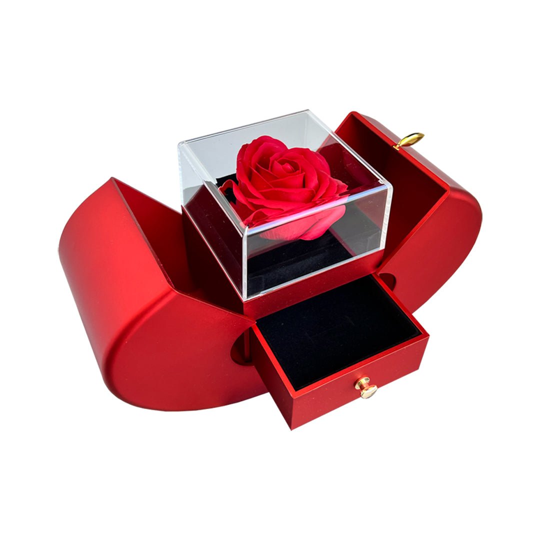 Caixa Presente Maçã com Rosa Eterna