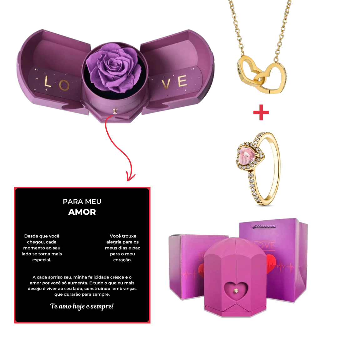Kit Asas com Colar Personalizado + Anel Solitário Grátis