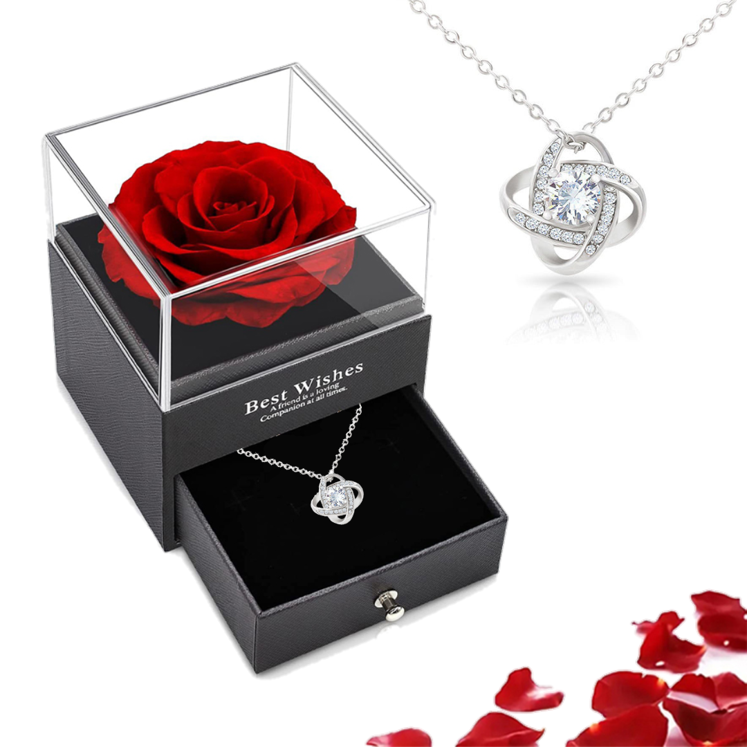 Kit Rosa Eterna com Colar em Prata Sterling