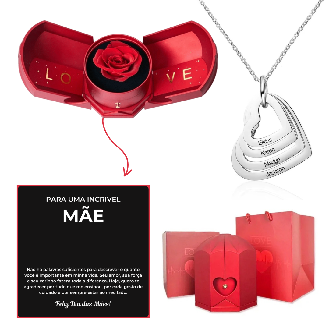 Kit Asas com Colar Amor Fraternal Personalizado com Nomes