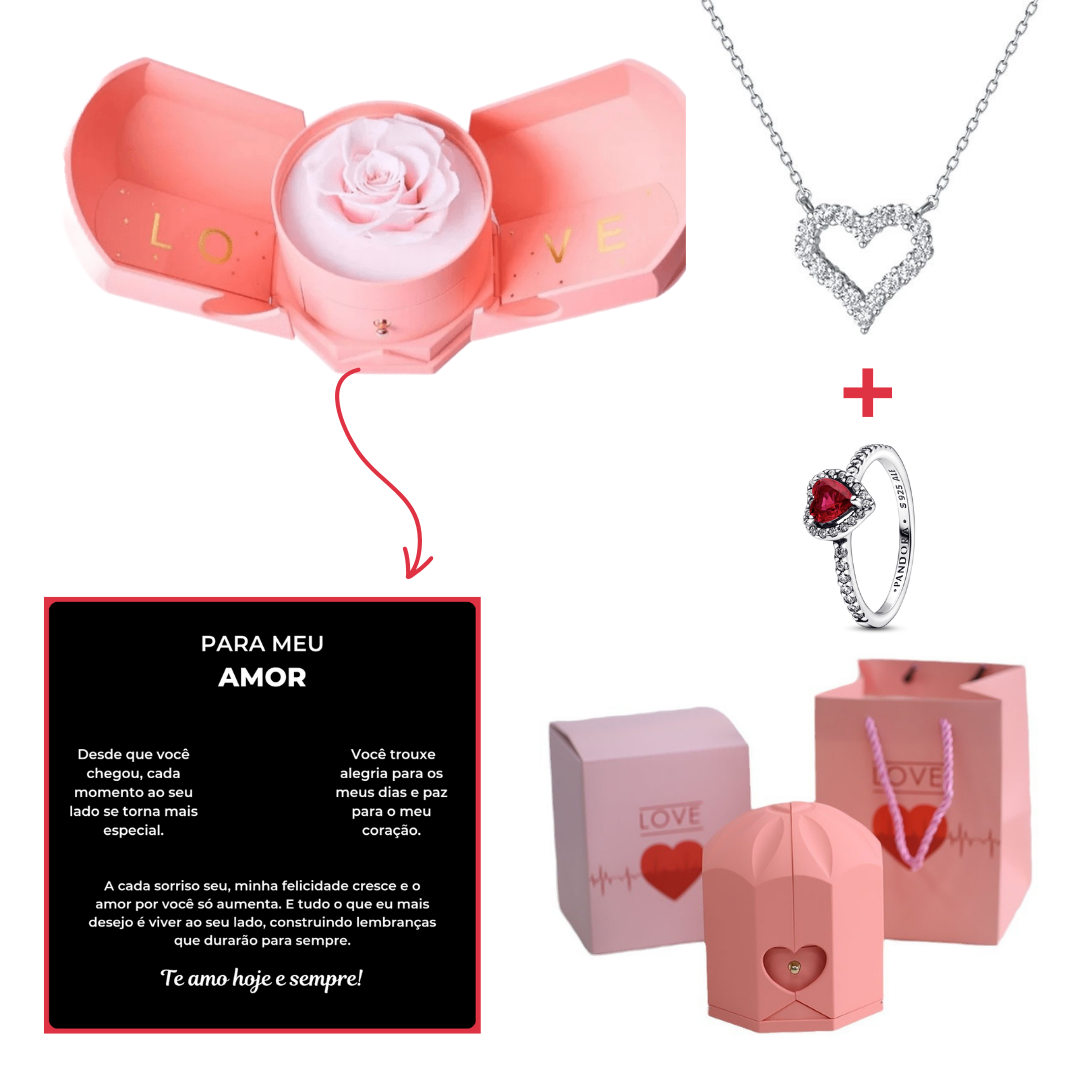 Kit Asas com Colar Coração Secreto + Anel Solitário