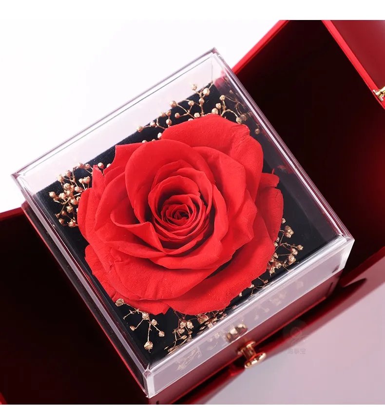 Caixa Presente Maçã com Rosa Eterna