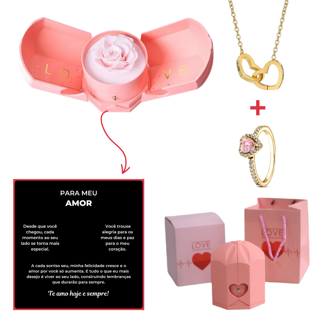 Kit Asas com Colar Personalizado + Anel Solitário Grátis