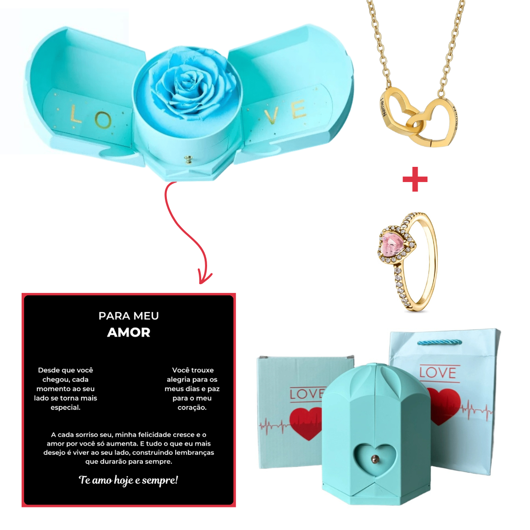 Kit Asas com Colar Personalizado + Anel Solitário Grátis