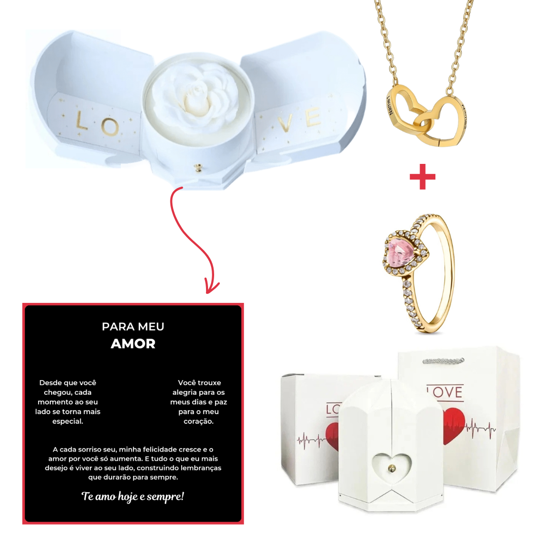 Kit Asas com Colar Personalizado + Anel Solitário Grátis