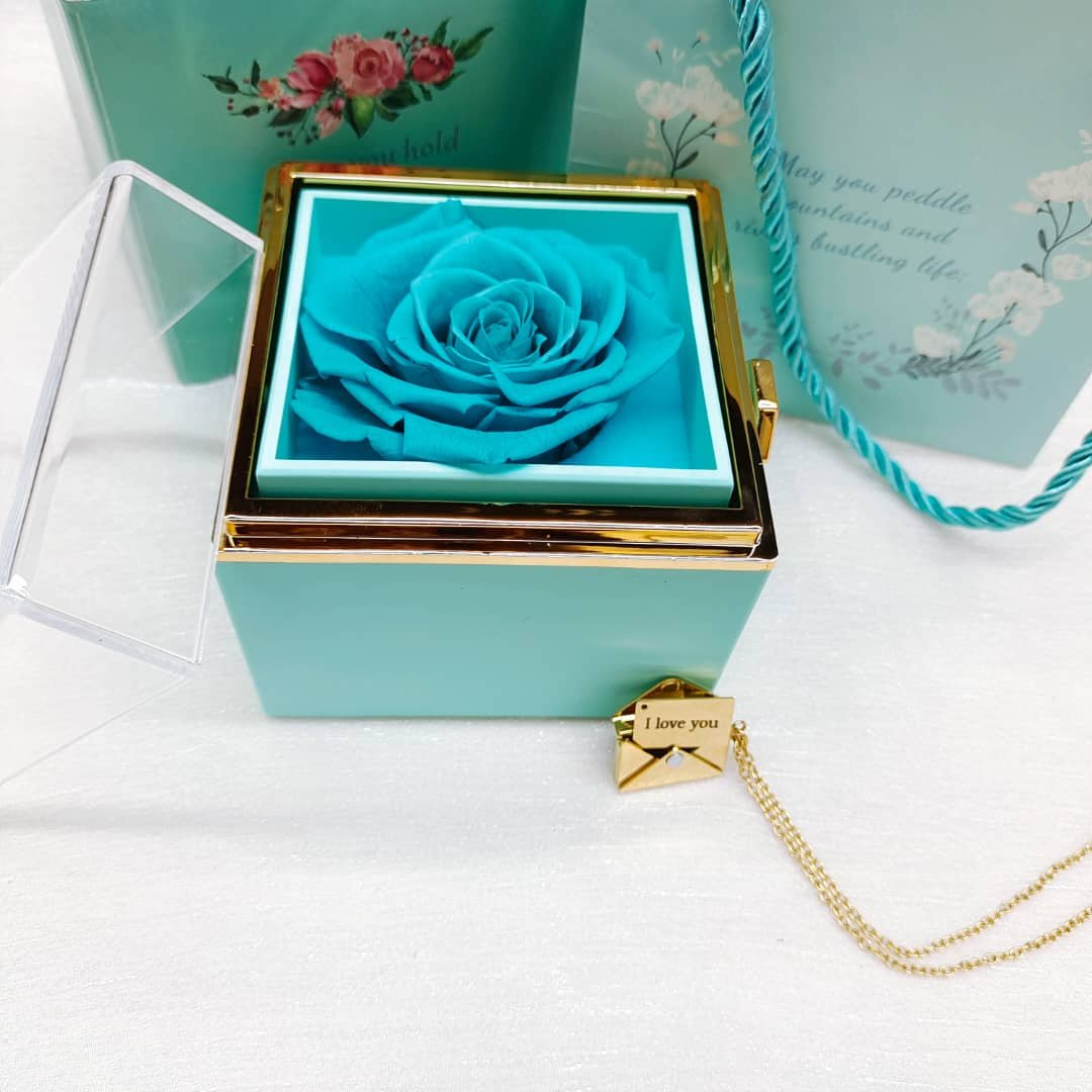 Kit Giratório com Rosa Eterna e Colar Envelope Personalizado
