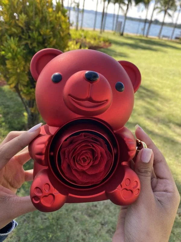 Eternal Rose – Kit Ursinho com Rosa Eterna e Colar Personalizado