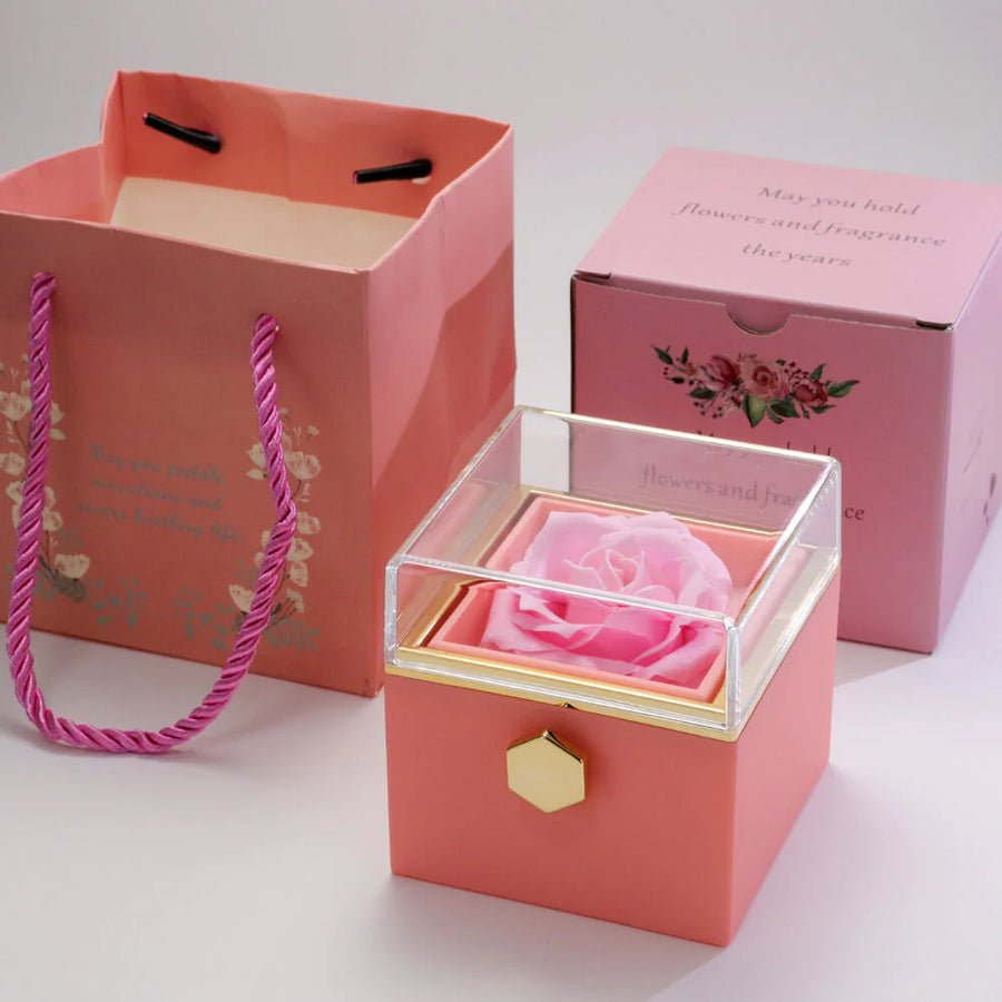 Kit Giratório com Rosa Eterna e Colar com Projeção de Foto