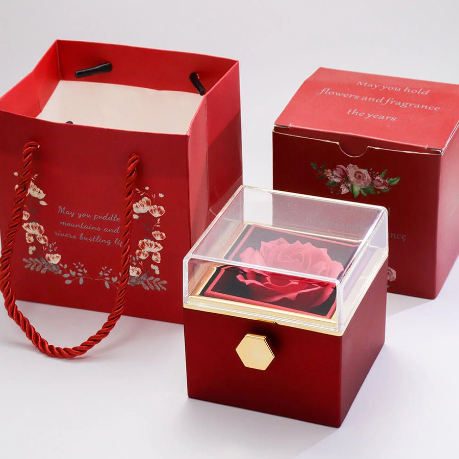 Kit Giratório com Rosa Eterna e Colar com Projeção de Foto